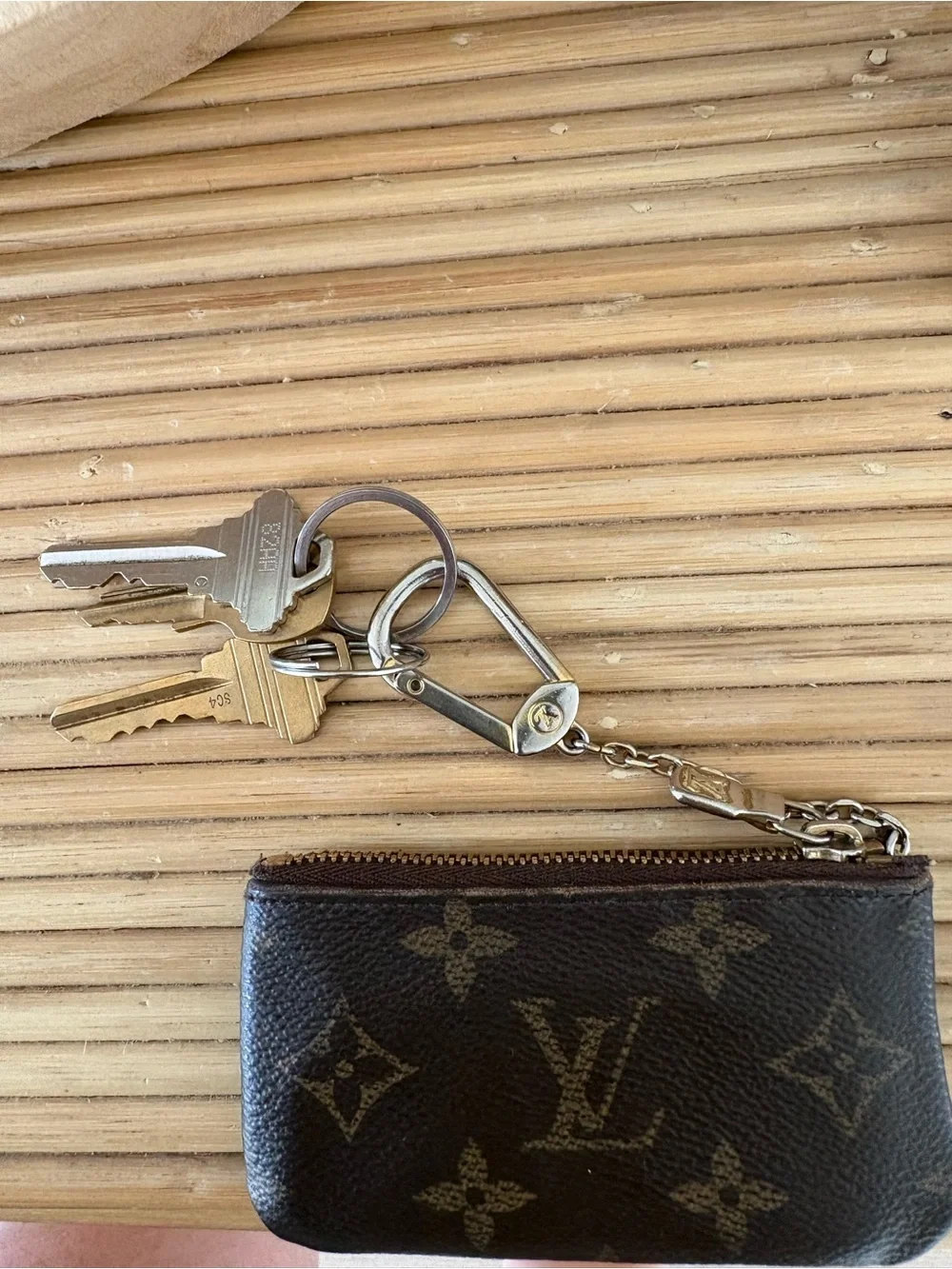 Louis Vuitton Brown Monogram Key Pouch with Gold-Tone Hardware